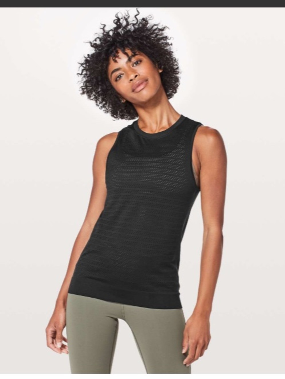 Lululemon Breeze By Muscle Tank II black perforated Tank, S (4/6)